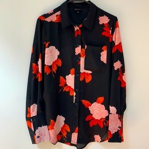 Who WhatWear Floral Long Sleeve Button Down Top